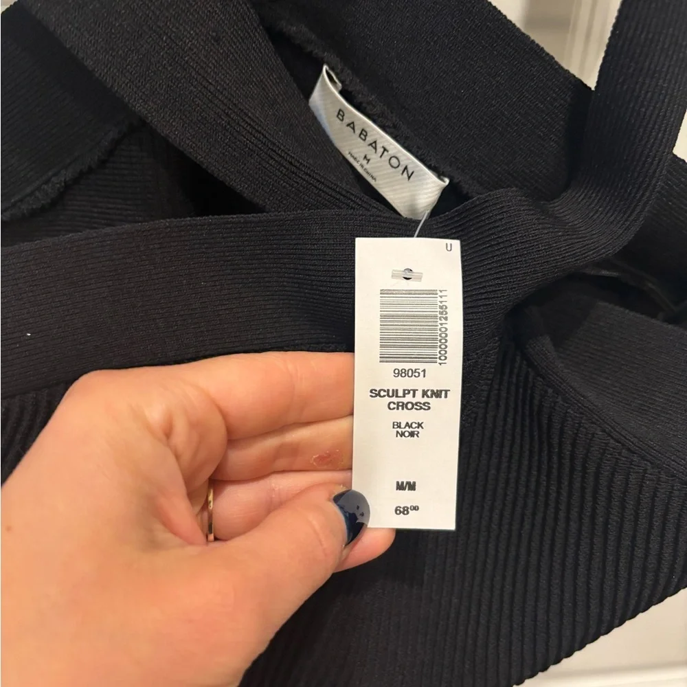 Aritzia Babaton Sculpt Knit Criss Cross Tank Black BNWT Size M - Picture 8 of 11